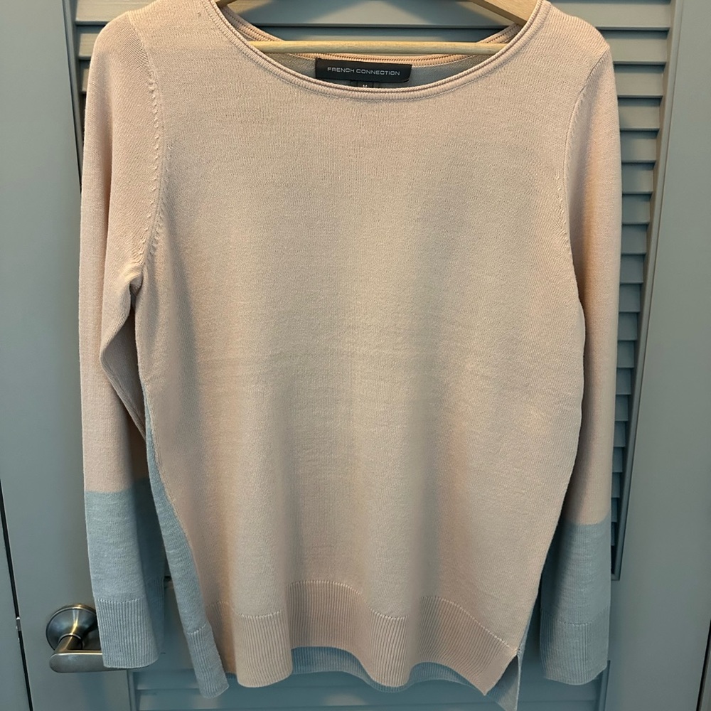 French Connection grey and pink light weight sweater